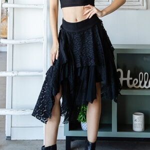 Oli & Hali Black Asymmetrical Lace Skirt